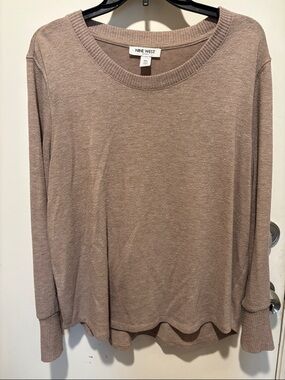 Nine West Taupe Crewneck Long-Sleeve Knit Top